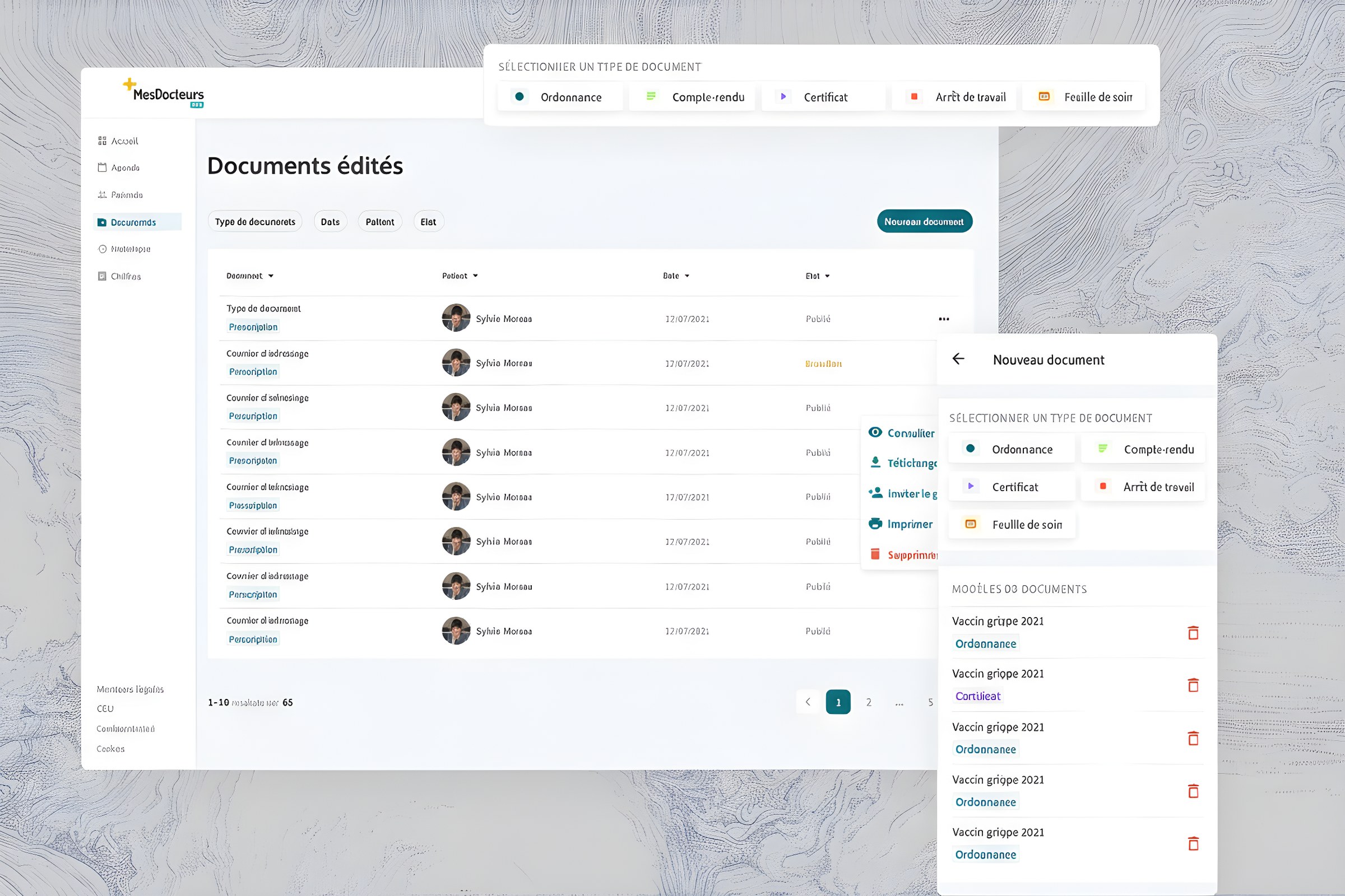 MesDocteurs — documents screen